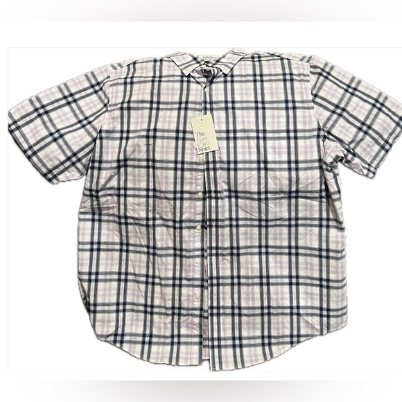 NWT Croft & Barrow Men’s short sleeve button front shirt. Purple Blue Plaid - Picture 1 of 5